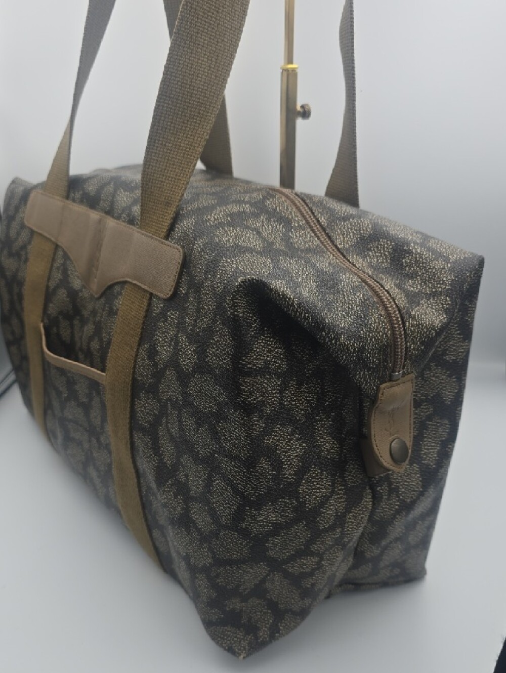 Yves Saint Laurent Vintage Tan & Gray Giraffe Patterned Large Weekender (EUC)🦒✨ - Picture 5 of 15